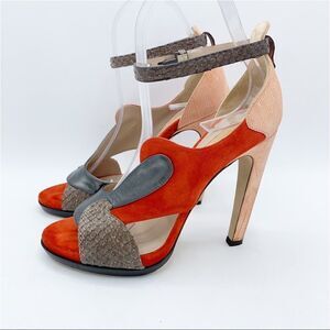 Reed Krakoff Multi-Color and Material Ankle Strap‎ Stiletto Heel Sandals 37.5